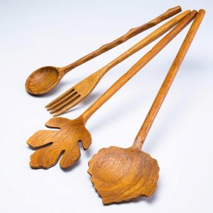 Handmade Wooden Spoon and Fork Set – 4 Pieces